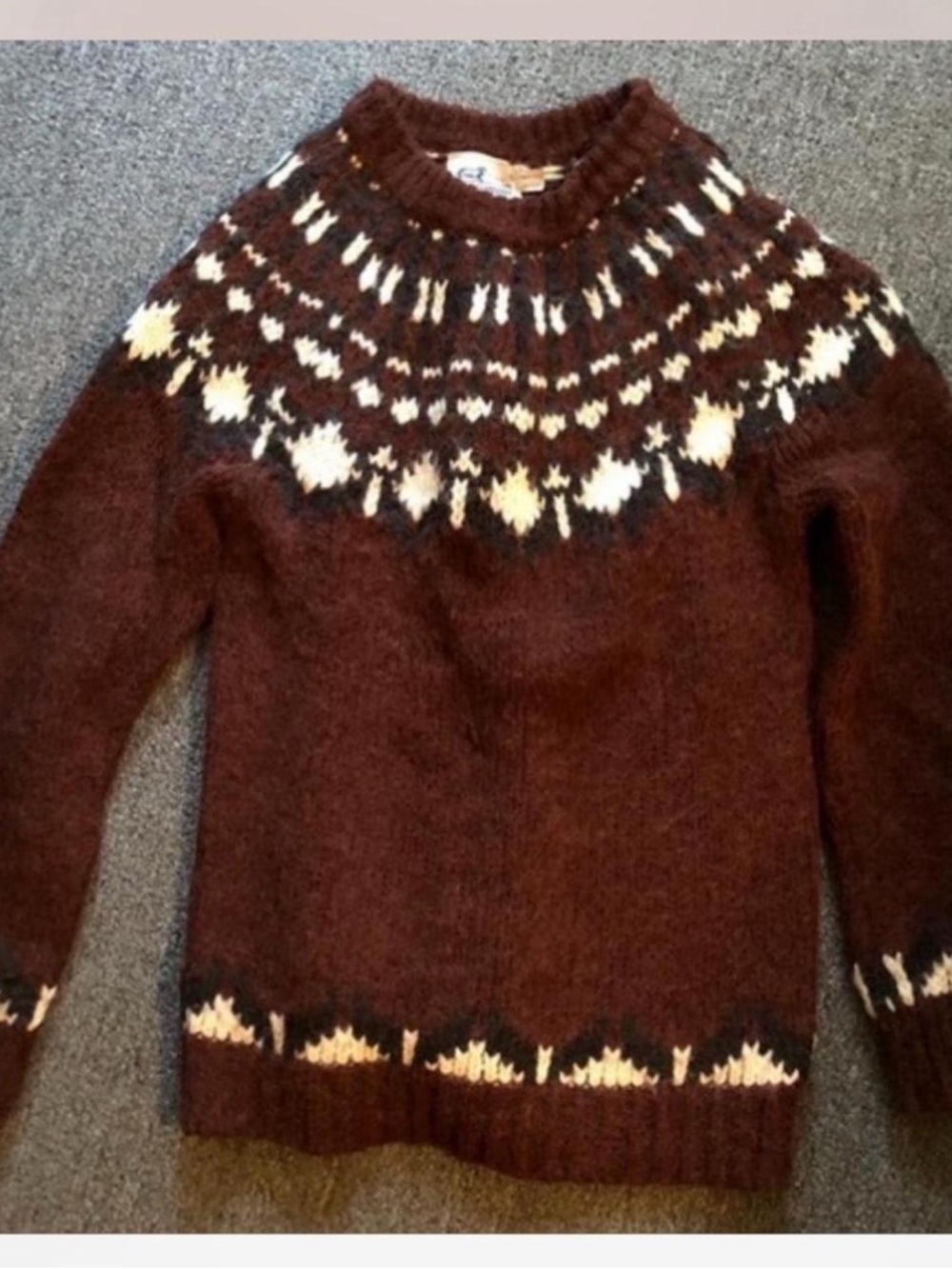 Nordic Ware Brown and Cream Fair Isle Women’s Sweater